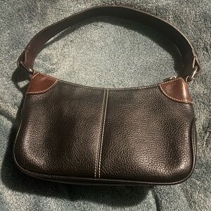 Dooney & Bourke Vintage Black Brown Pebbled Leather All Weather Leather Hobo